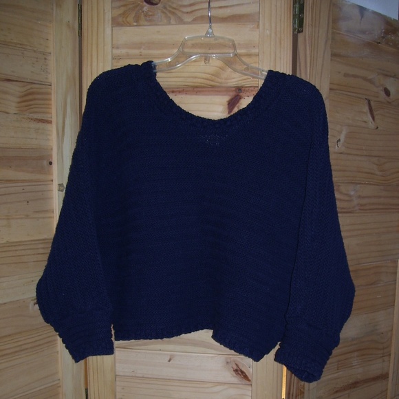 VTG David Brett NAVY Knit Crop Top Sweater Size M - Picture 6 of 8